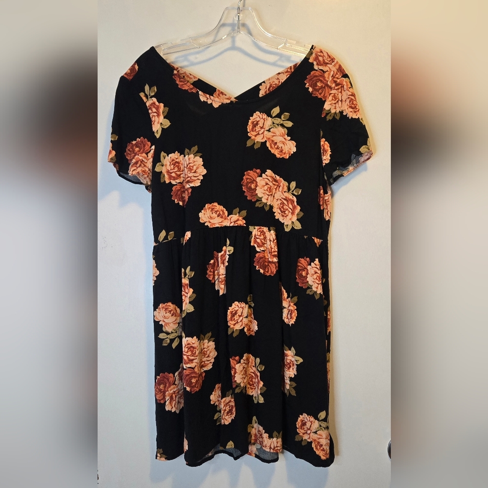 Forever 21 Black Dress with Pink Floral Design